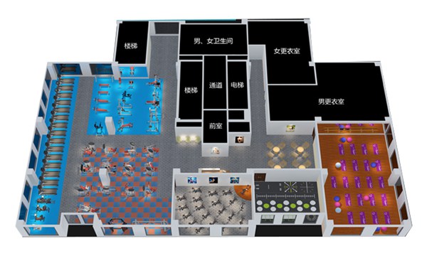 1500平方健身房配置方案-广西KS娱乐官网体育健身器材有限公司