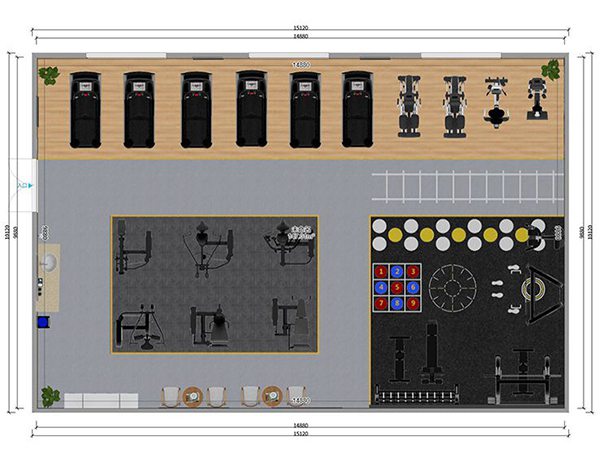 120平方健身房配置方案-广西KS娱乐官网体育健身器材有限公司